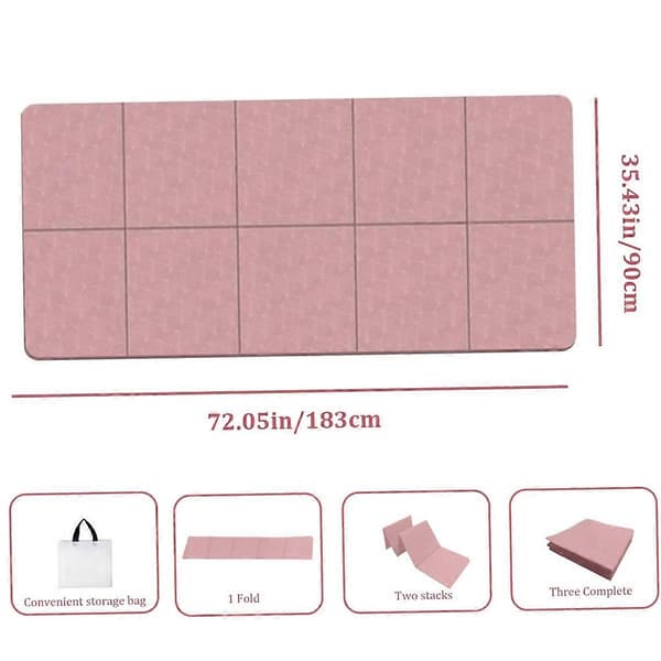 [LCS] Sammenfoldelig yogamåtte, sammenfoldelig rejseyogamåtte, skridsikker, pink