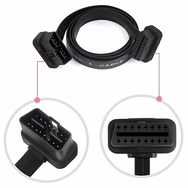 Obd2 Förlängningssladd 60cm 16pin Elm327 Hane Till Förlängningskabel Obd 2 Bil Diagnostisk Kabelkontakt Adapter
