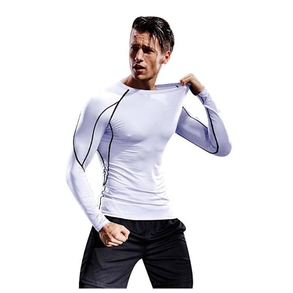 Dry Fit långärmad kompressions löpartröja för män vit L white
