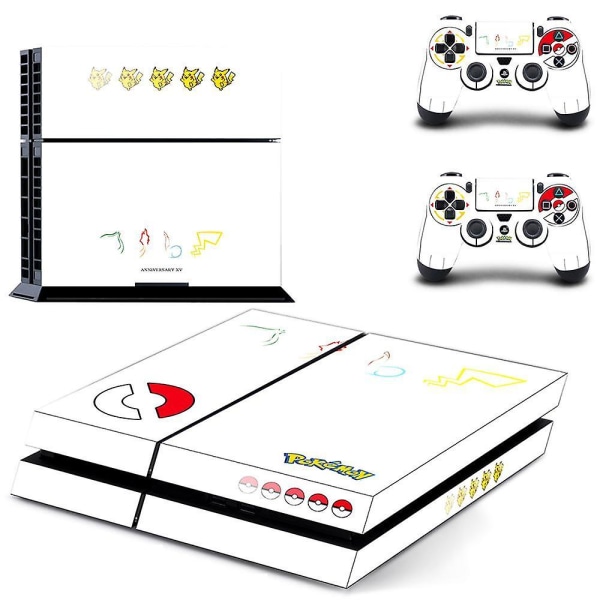 Puhtaan valkoinen PS4-pelikonsolin ja -ohjaimen suojatarra, täysi peitto, etulevytarra PlayStation 4 Dualshock 4 PS4 -suojatarralle Qptm0418
