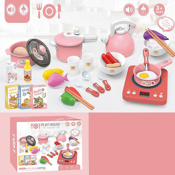 Barnkök Låtsasleksak Låtsasspel Simulering Miniatyr Köksleksaksset Pink