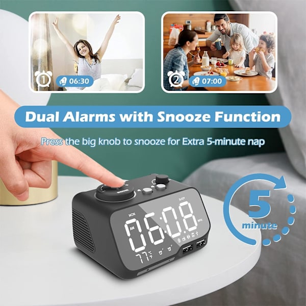[LCS]Väckarklocka med Bluetooth-högtalare 0-100% dimmer digital Mi