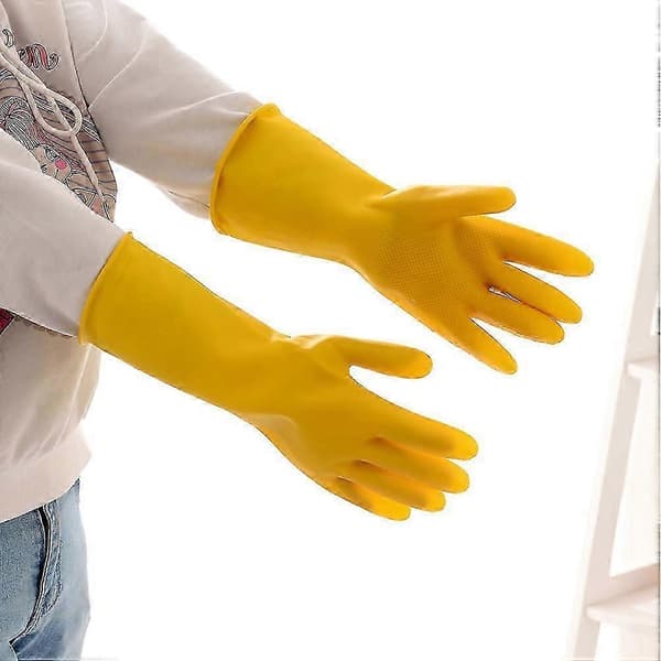 Køkken Gummihandsker Husholdningshandsker til rengøring 1 par gule latex