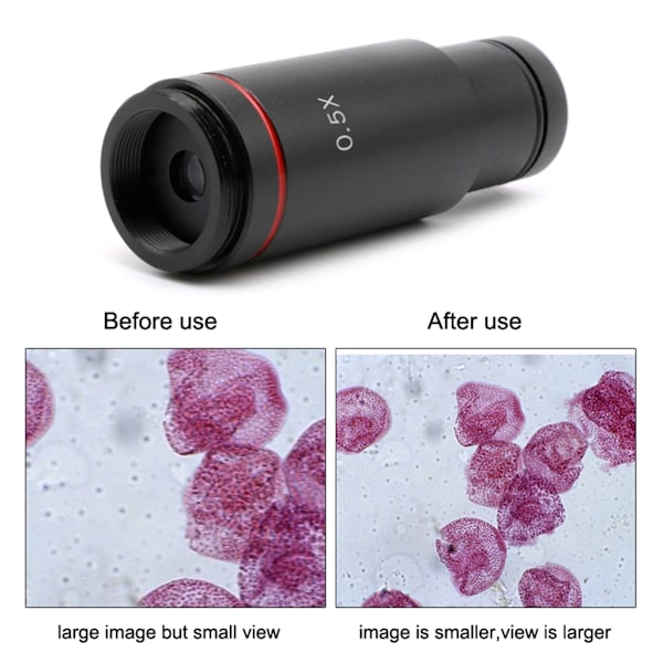 Mikroskopadapter 0,5X C-mount linsadapter 23,2 mm portar för CCD-kamera och digitalt okular