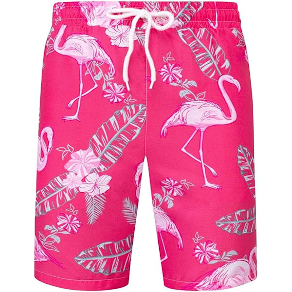 Herre Hawaiiskjorte og Shorts Sæt Regular Fit Kortærmet Casual Funky Strand Flamingo Skjortesæt 4XL Pink 4XL