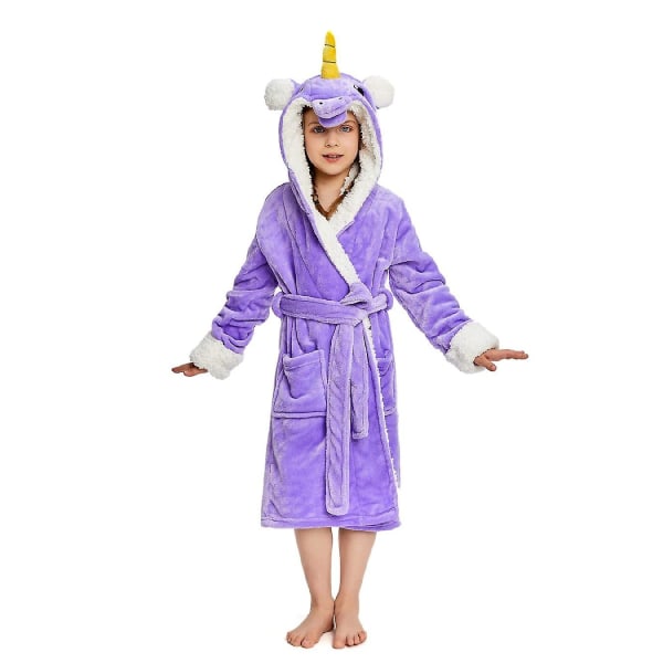 Reedca Girls Unicorn Robe Mjuk Huva Morgonrock Sovkläder Loungewear Presenter Till Flickor Toddler Barn Sherpa Lila Unicorn 5-7 Years