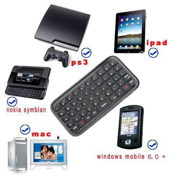 Qwert Mini Uppladdningsbart Trådlöst Bluetooth Tangentbord för iphone 6 6s plus ipad samsung