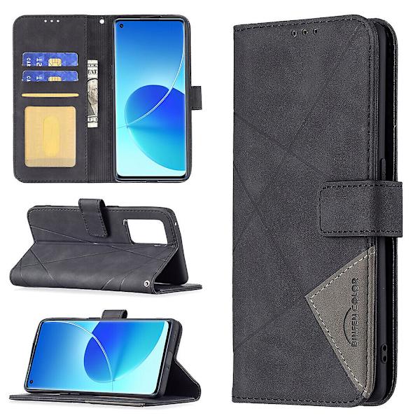 Kompatibel med Oppo Reno 6 Pro Skal, Premium Pu Läder Folio Omslag Magnetiskt