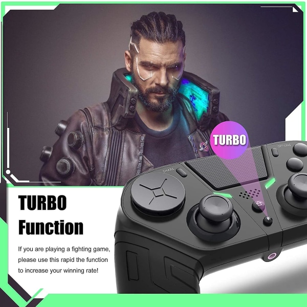 Trådlös handkontroll för PS4, Gamepad fjärrkontroll med Prog