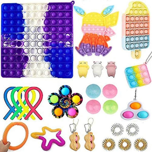 Tik Tok Fidget Sensoriska Leksaker Fidget Leksaker Paket Tryck Bubbla Pop Leksak Stress Ångest Lindring Leksaker Set För A