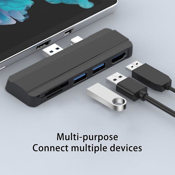 Usb Hub 3.0 Dockningsstation Kompatibel med Surface Pro 4/5/6 Till Usb 3.0 Port Hdmi-kompatibel Tf-läsare Splitter Adapter