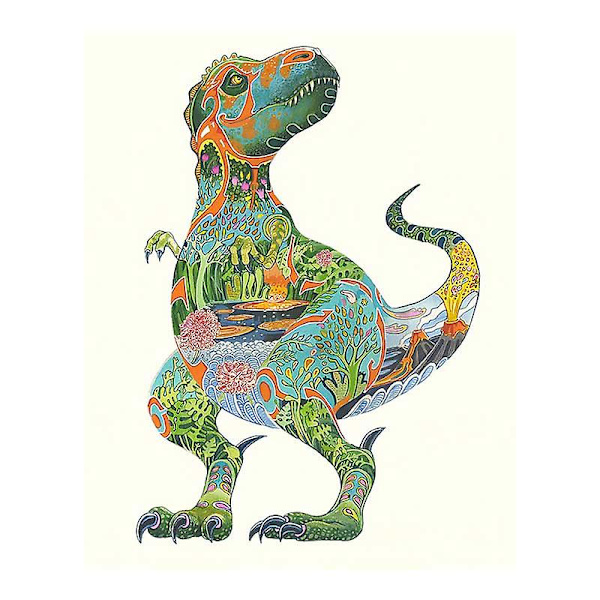 Träpussel Dinosaurie Unik Djurform Vuxen Barn Leksak Gåva A4