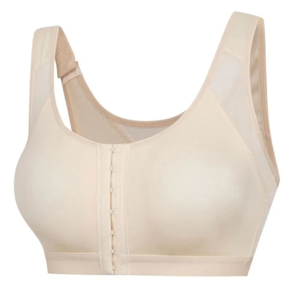 Sport-BH för kvinnor med spänne fram och remmar, hållningskorrigerande underkläder, korsrygg, yoga, mesh-toppar Skin Color XL