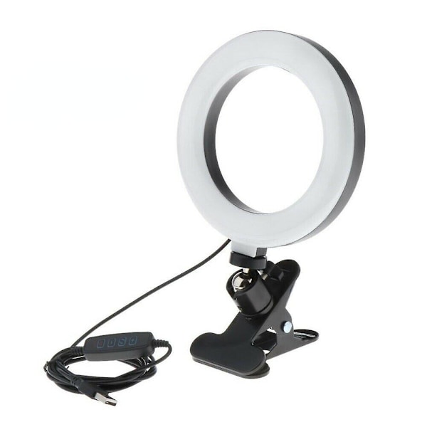 LED Ring Light Dimbar Belysning Med Klämma För Skrivbord Säng Bord Skärm PC