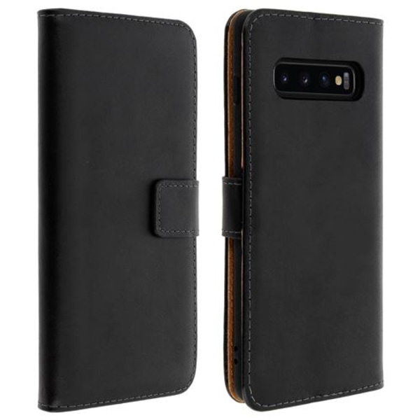 Samsung Galaxy S10 Plus Etui Læder Wallet Video Holder - Sort