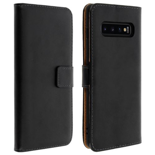 Samsung Galaxy S10 Plus Kotelo Nahkalompakko Videoteline - Musta