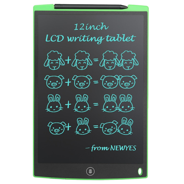 12-tommers LCD Skrivebrett Elektronisk Tegnebrett Digital Grafisk Håndskriftplate Green