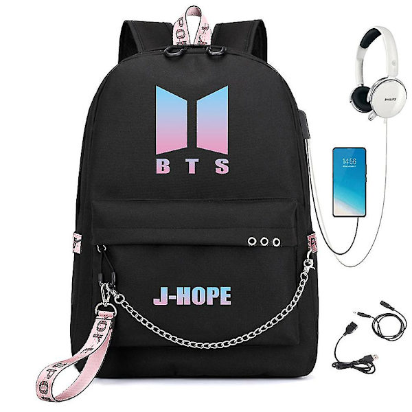 Bts Ryggsäck Söt USB Laddning Skolväska Style15