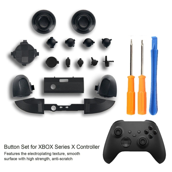 Udskiftningssæt til Xbox Series X controller LB RB bumpers trigger knapper guide knap med skruetrækker spil tilbehør White