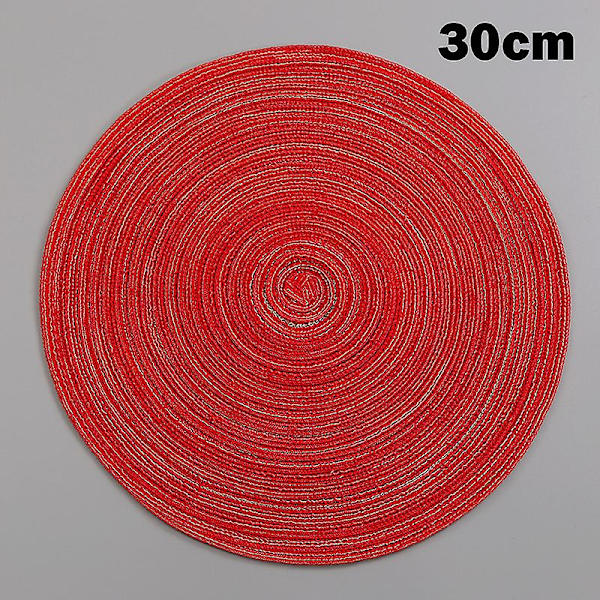 Pyöreä puuvillainen lasinalunen, lämmönkestävä ruokapöydän lautanen, matto kotitalouskäyttöön, suojaa pöytää palamiselta Red 30cm
