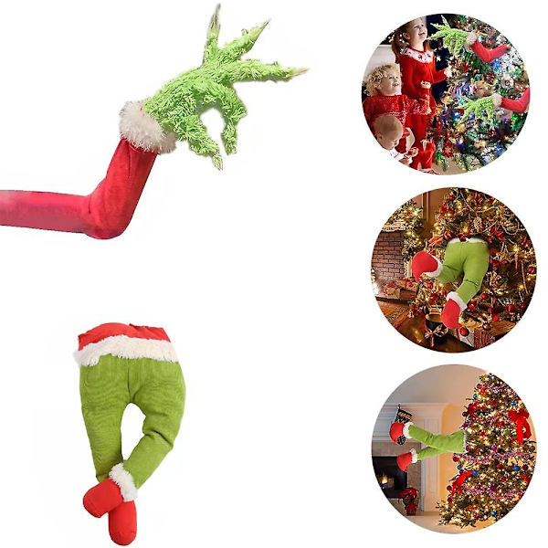 The Grinch -koristeet jouluinen karvainen vihreä käsivarsi joulunpidike puu