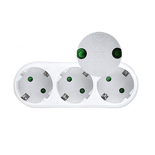 EU-pistoke, saksalainen standardi, 2-reikäinen 1-3-suuntainen muunnospistorasia, virtalähdeadapteri, 16A matkapistokkeet AC 250V
