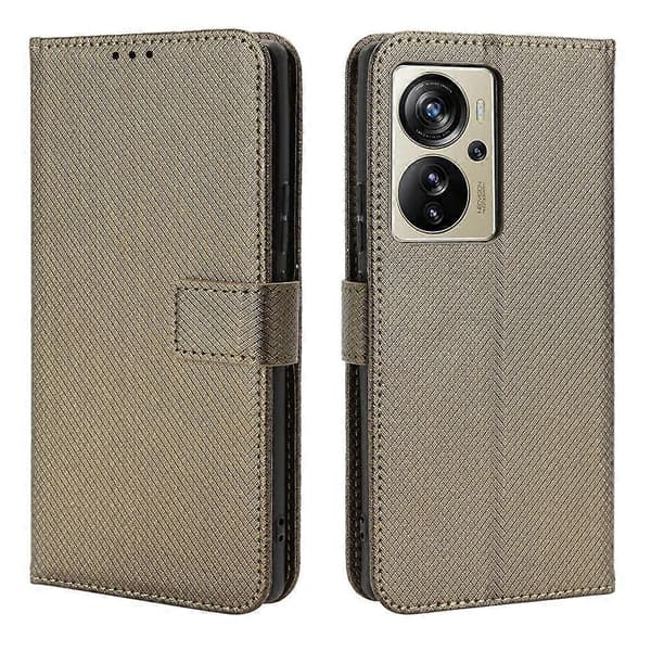 [LCS] För ZTE Axon 40 Pro Diamanttextur Läder Telefonfodral Brown