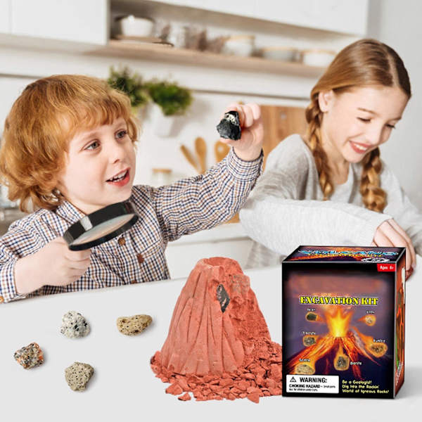 Grävleksaksset, Ädelstensgräv Vulkan-set, Ädelstensgruvverktyg, Kristallgruv-set, Gör-det-själv Ädelstenar Kristallgräv-set Upptäck