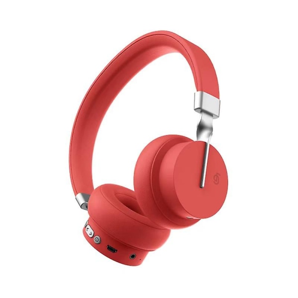 Trådlösa Bluetooth hörlurar med mikrofon, On-ear-hörlurar för Smartphone Laptop Red