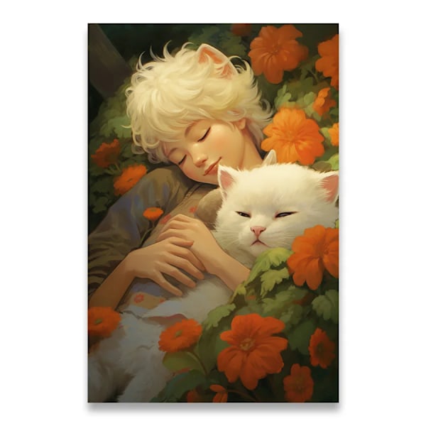1kpl Kangasmaalaus Lastenhuonesarja Pienet eläimet Kissa Perhe Kissa ja Tyttö Kangasmaalaus Koristeet Kodin Sisustustarvikkeisiin 23 40x50cm No Framed 23
