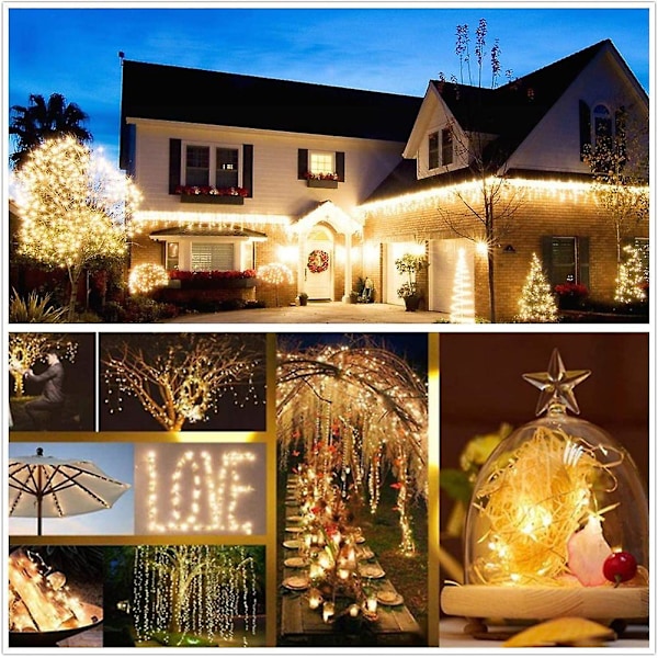 50/100/200/300 Led Aurinkovalo Ulkovalaisin Valonauhat Yhteensopiva Joulu Juhla Vedenpitävä Keijuvalot Puutarha Garland 300 lights 32 meters, 8 functions