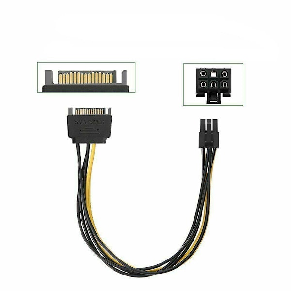 15-pin SATA-ström till 6-pin PCIe PCI-e PCI Express-adapterkabel för grafikkort