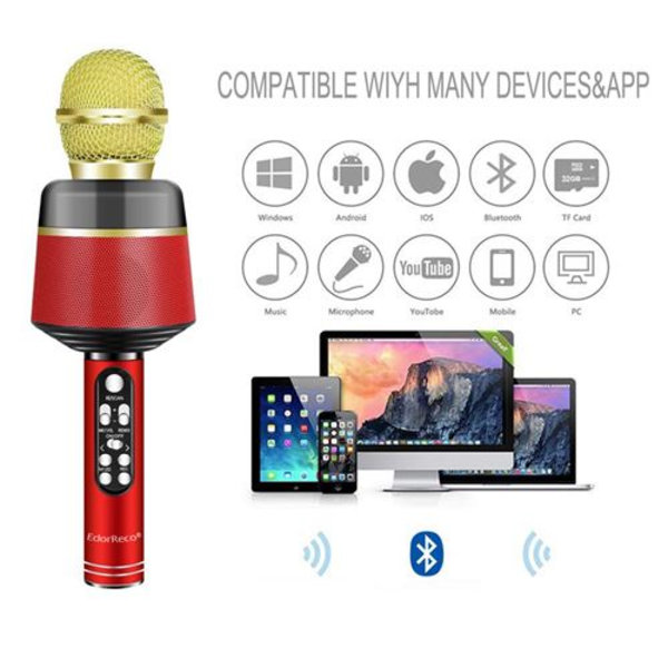 EdorReco Karaokemikrofon? Trådlös Bluetooth för iPhone, Andr