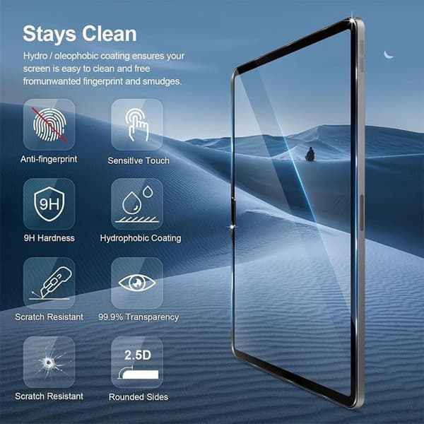 [LCS] Härdat Glas - iPad Air 13\" - M2/M3 2024/2025 - Repeller - Hög Transparens - Enkel Installation