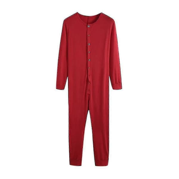 [LCS]Herr One Piece Långkalsonger Nattpyjamas Red M