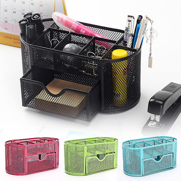 Skrivebordsorganisator Kompatibel med Kontorartikler Penholder Multifunktionel Mesh Skrivebordsorganisering White