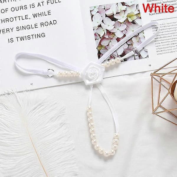 1 kpl naisten alushousut Micro G-string stringit seksikkäät alusvaatteet helmellä White 1 Pcs