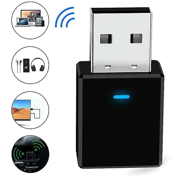 5.0 USB 2 i 1 Bluetooth Audio Receiver Transmitter Trådløs Adapter Kompatibel med TV Bil