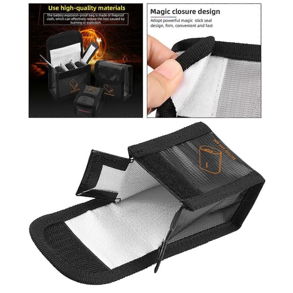 [LCS] Brannsikker Lipo Safe Bag for Lipo Batterioppbevaring og Lading, Solid Lipo Batteribeskyttelse (9x11,3x5cm) Black S