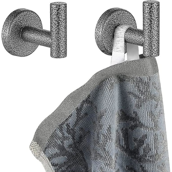 Svart handdukskrok för badrum, klädkrok för badrum, kök, garage, väggmonterad (2-pack) Black