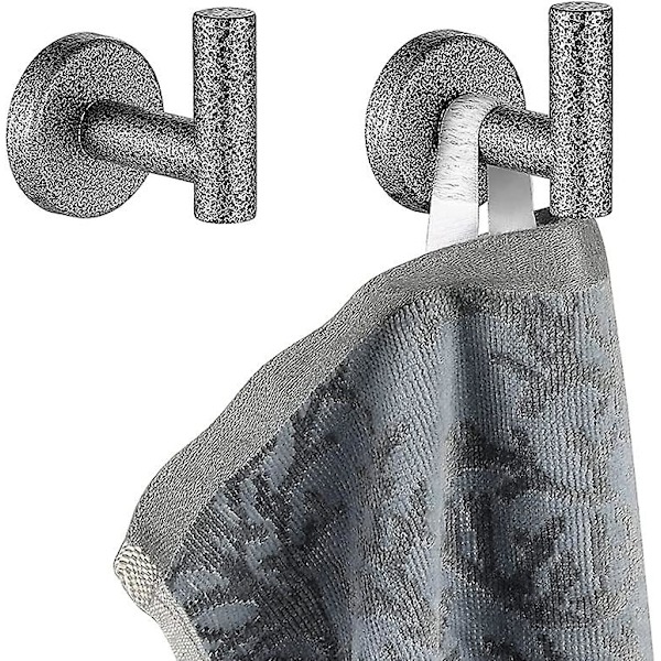 Svart handdukskrok för badrum, klädkrok för badrum, kök, garage, väggmonterad (2-pack) Silver black