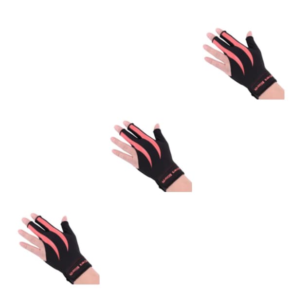 [LCS]1/2/3 Venstrehånds Snooker Billardhandske Gave Lavet af Elastisk Pink Sort 3PCS Pink Black