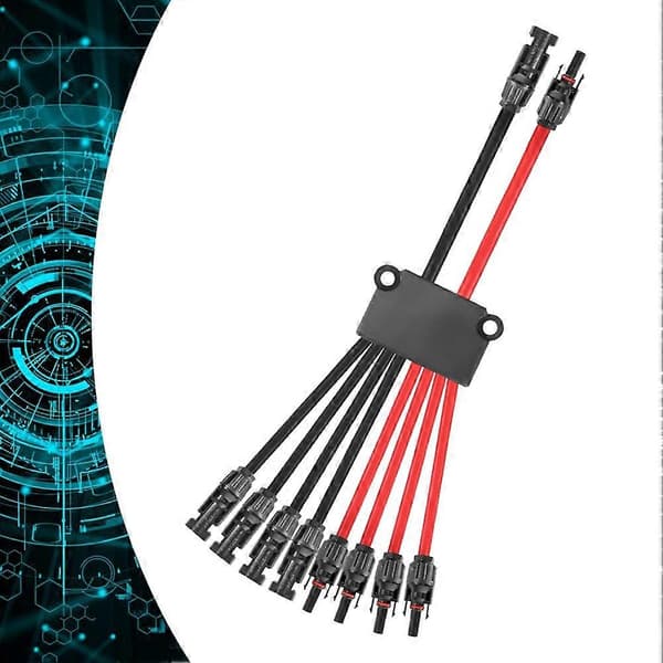 Solcellekabler 2 til 8 Y-grenkabelstik til solcellepanelkabelgrenstik Black   red