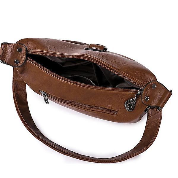 Pehmeästä nahasta valmistetut olkalaukut monikerroksinen klassinen crossbody-laukku ylellinen design-käsilaukku (punainen)