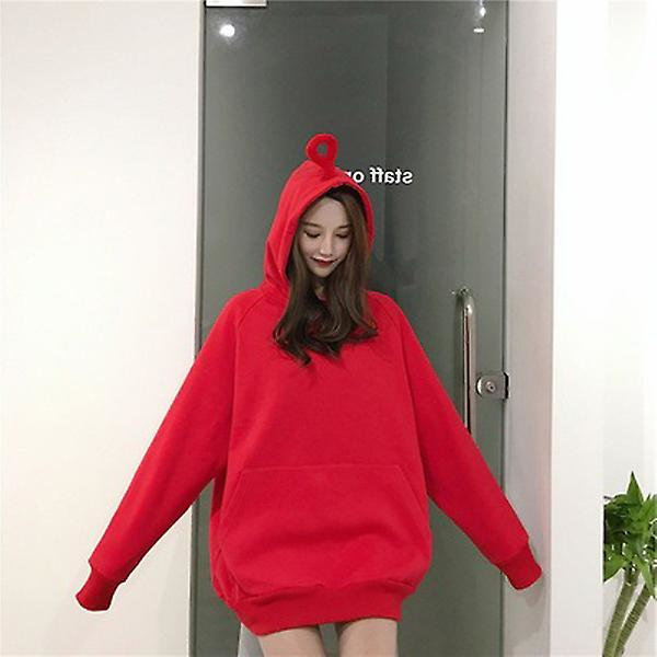Vinter Dame Hættetrøjer Teletubbies Tegneserie Afslappede Sweatshirts Langærmet Pullover Toppe XL