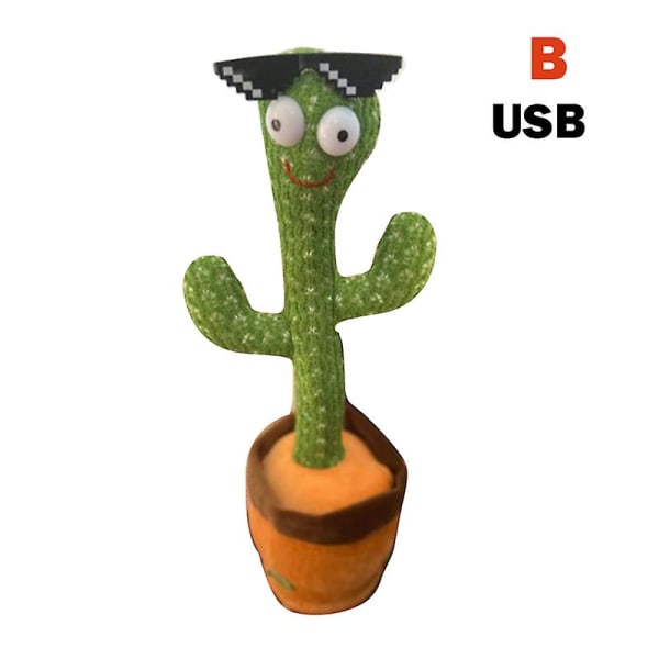 Kaktus skakar på huvudet Dansbil prydnad Batteridriven/ USB uppladdningsbar instrumentbräda Dekor leksakspresent USB B