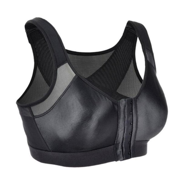 Sport-bh för kvinnor med fram- och remspänne Hållningskorrigering Underkläder Cross Back Yoga Mesh Toppar Black XL