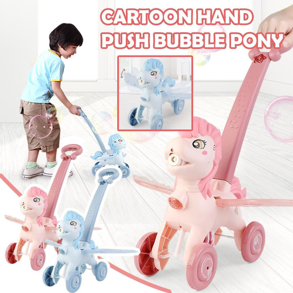 50ml Maker Trolley Bubbelmaskin Kawaii Tecknad Rolig Bubbelmaskin Barn Inomhus （Rosa）