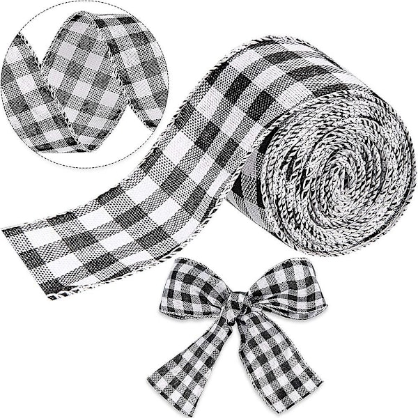 Ruudullinen juuttinauha 6 m x 6 cm joulunauha askarteluun
