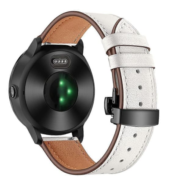 20 mm Top-lagdelt okselæder ægte læder urrem erstatning til Garmin Vivoactive 3 Vivom Multicolor Black+White